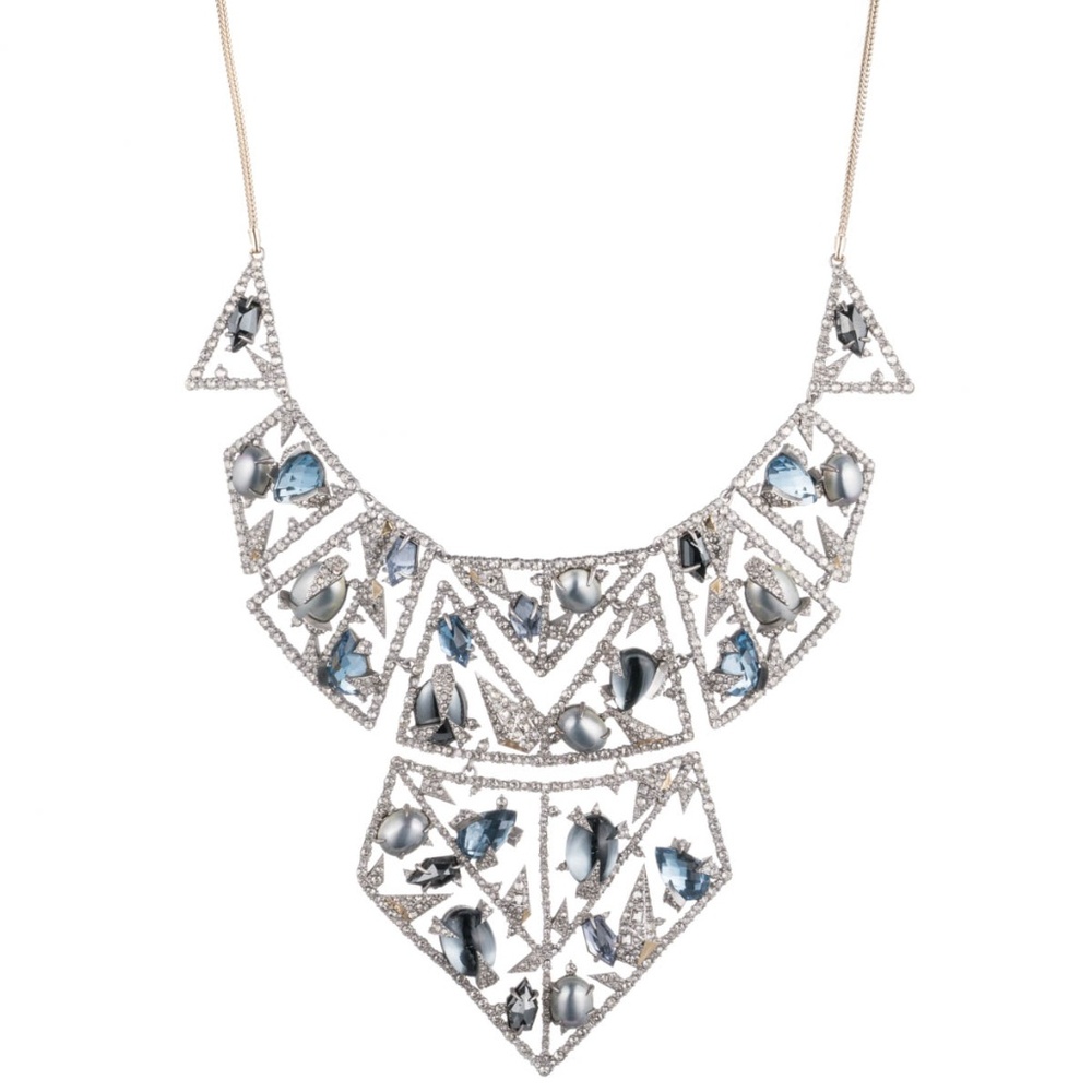 Moasic Crystal Encrusted Custom Cut Stone Necklace